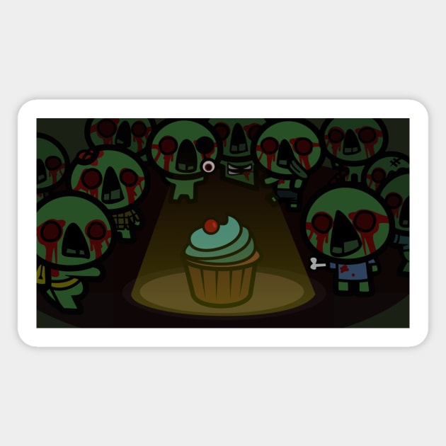 Zombies Want Cupcake Sticker by Johnitees